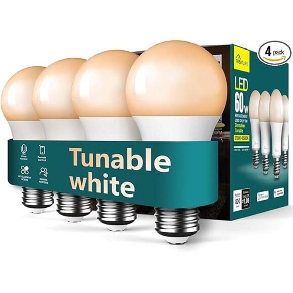 TREATLIFE Smart Light Bulbs 4Pack, 2500K-6500K Tunable White Dimmable LED Light - Picture 7 of 7